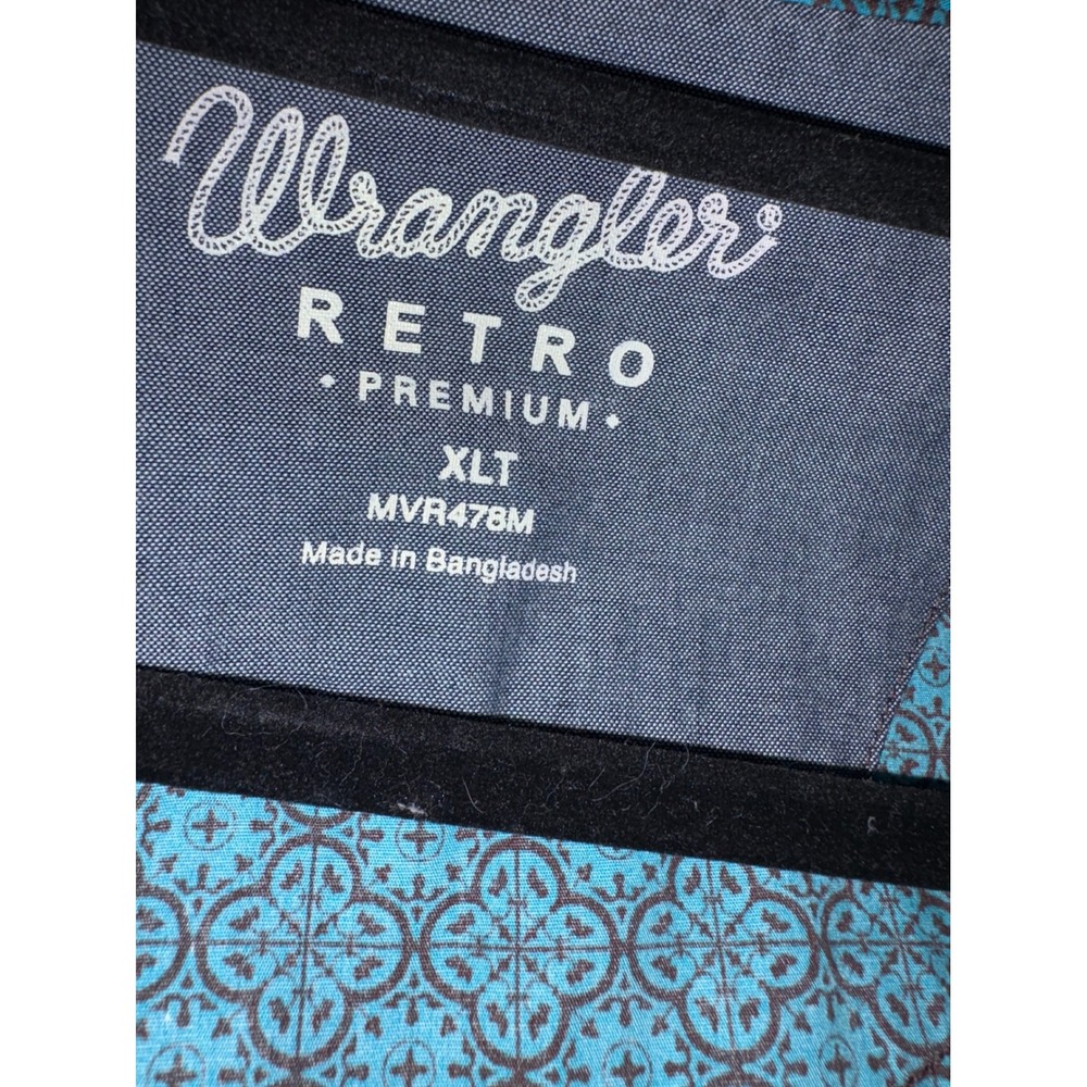 Wrangler Retro Premium Mens XLT Turquoise Geometric‎ Snap Western Shirt MVR478M